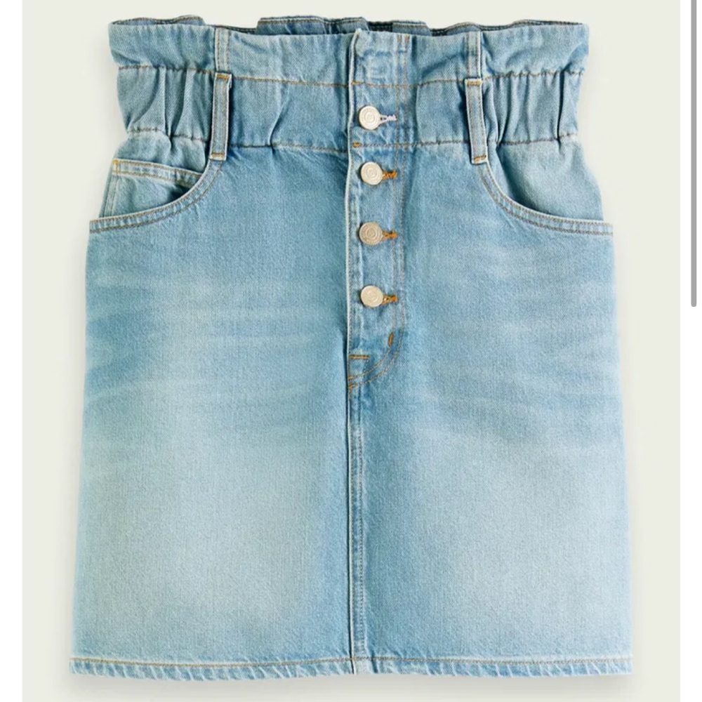 Light Blue Denim Skirt with Button Front